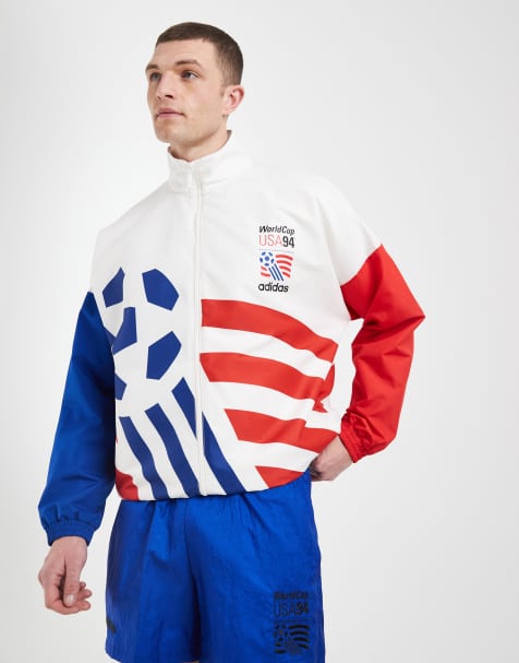 adidas Originals US 94 track jacket in white, red and blue - view 1