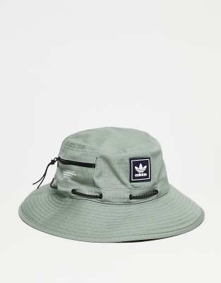 Adidas Originals Utility 2.0 Boonie Bucket Hat In Sage Green-white In White