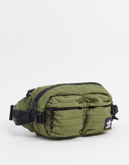 adidas Originals utility quilted crossbody in olive cargo