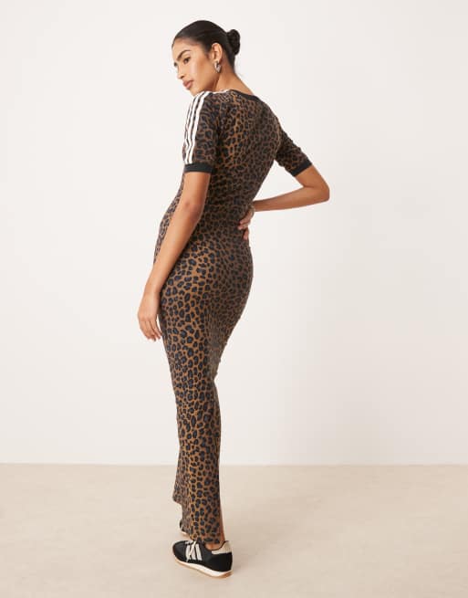 adidas leopard v neck maxi dress adidas Women's Originals Leopard V-Neck Maxi Dress JW2773