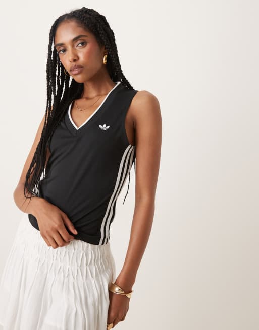 adidas Originals v-neck top in black