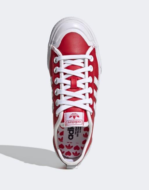 adidas Originals Valentines Nizza platform sneakers in red