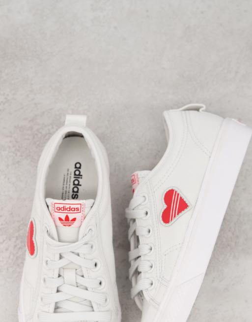 adidas Originals Valentine's Nizza sneakers in white with heart print | ASOS