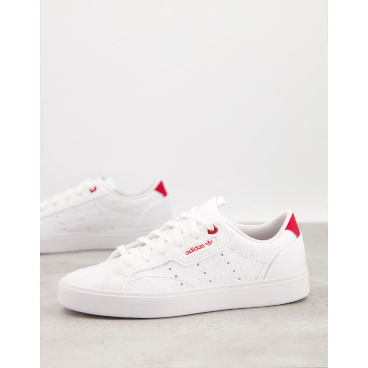 Adidas originals superstar trainers store with heart print in white