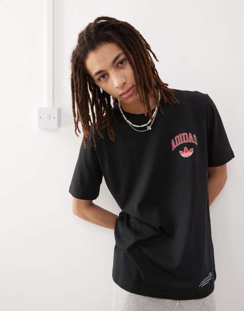 adidas Originals varsity T-shirt in black - view 1
