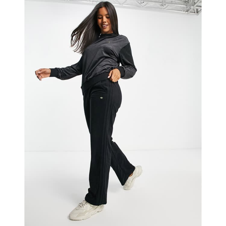 adidas Originals velour track pant in black