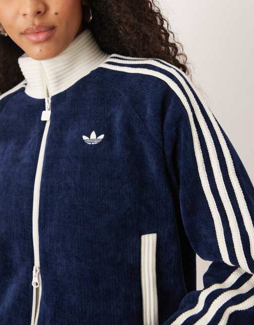 adidas Originals velour track top in navy