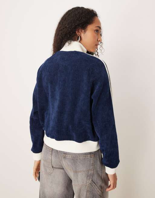 adidas Originals velour track top in navy