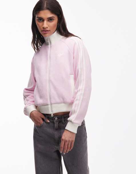 adidas Originals velour track top in pink