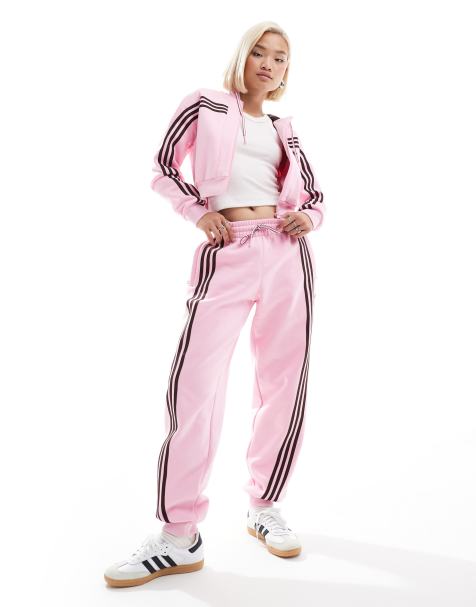 adidas Originals velour trackpant bottoms in pink - view 1