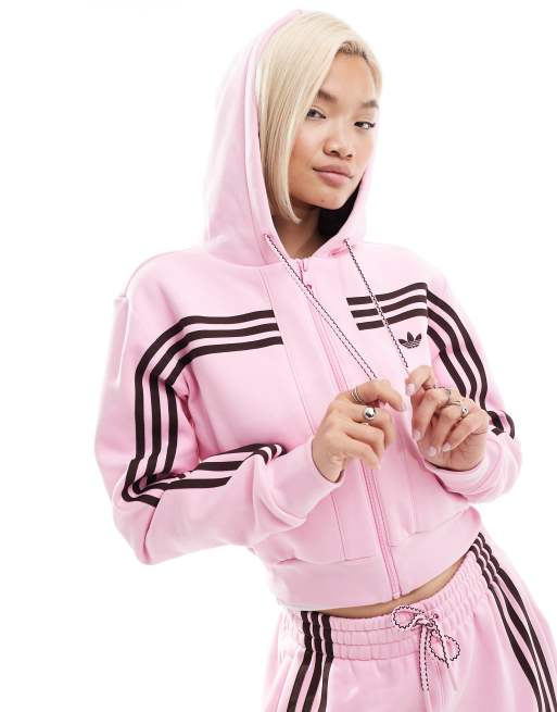 adidas Originals - Velours top met capuchon in roze