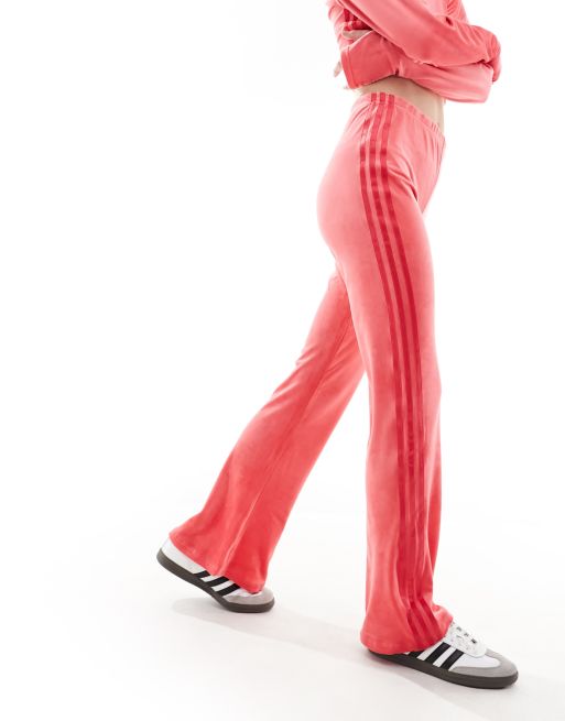 adidas Crushed Velvet Flared Pants - Pink