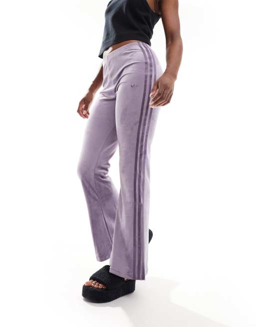 adidas Originals velvet flared pants in purple