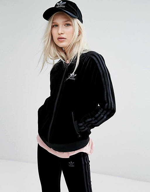 adidas Originals Velvet Vibes Bomber Jacket In Black | ASOS