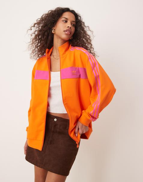 adidas Originals - Veste de survêtement rétro - Orange et rose - view 1