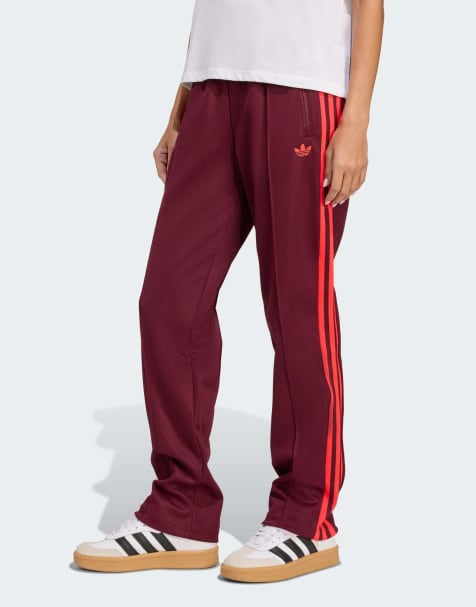 adidas Originals – Vinröda träningsbyxor med tryck - view 1