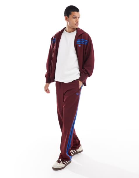 adidas Originals – Vinröda träningsoverallsbyxor i 70-talsstil - view 1