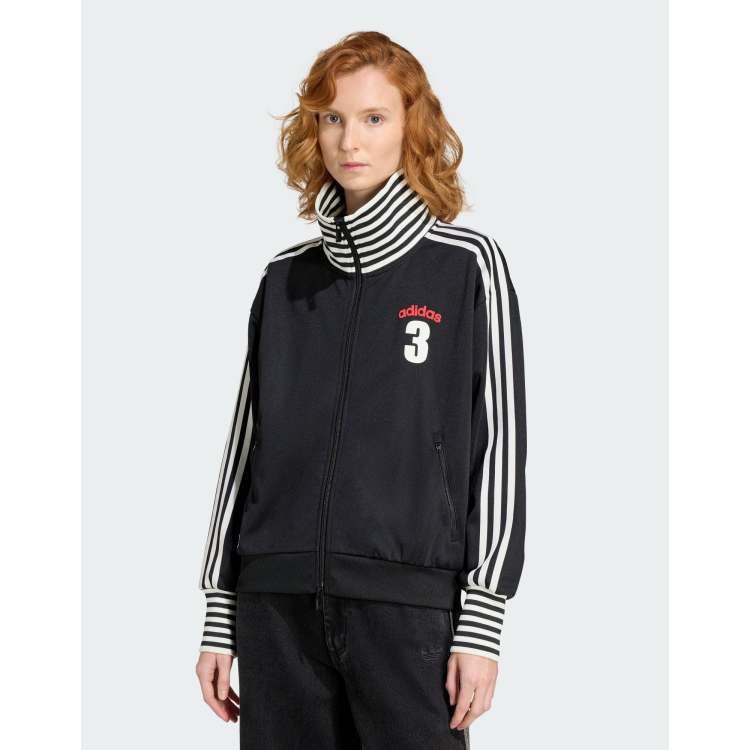 adidas Originals Vintage bb tracktop striped rib in black - BLACK