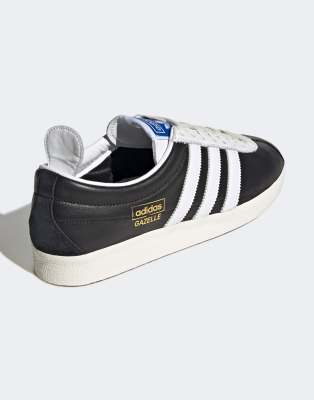 black leather gazelle trainers