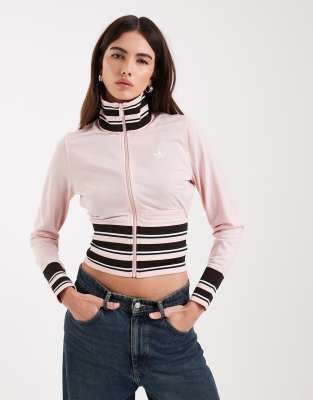 adidas Originals - Vintage Inspired - Haut de survêtement à bandes côtelées - Rose clair