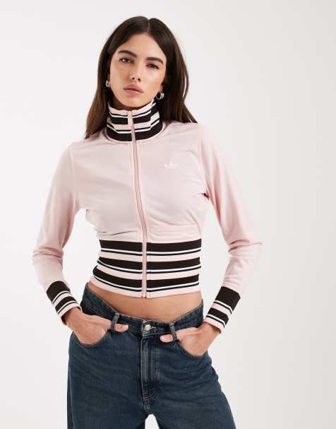 adidas Originals - Vintage-inspired trainingstop met gestreepte ribbels in lichtroze - view 1