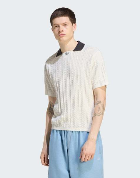 adidas Originals – Vit, flätstickad fotbollströja - view 1