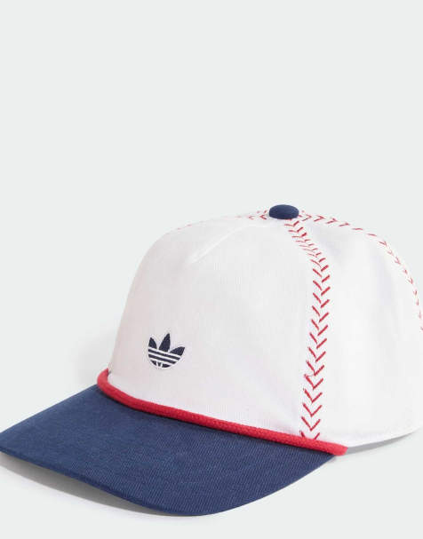 adidas Originals – Vit och indigoblå keps i dad-modell med repdesign - view 1
