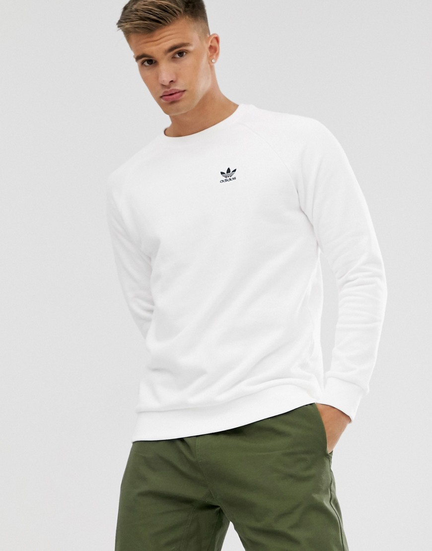 Adidas Originals – Vit sweatshirt med liten logga