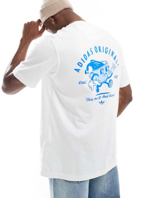 adidas Originals – Vit t-shirt med kaffetryck