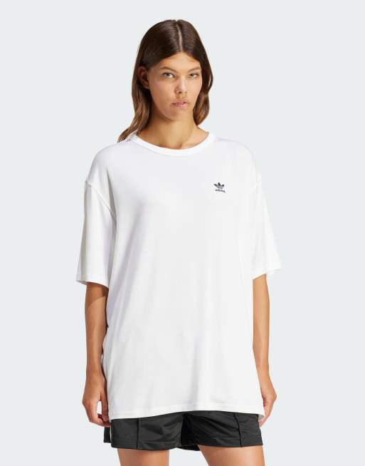 adidas Originals – Vit t-shirt med treklöverlogga