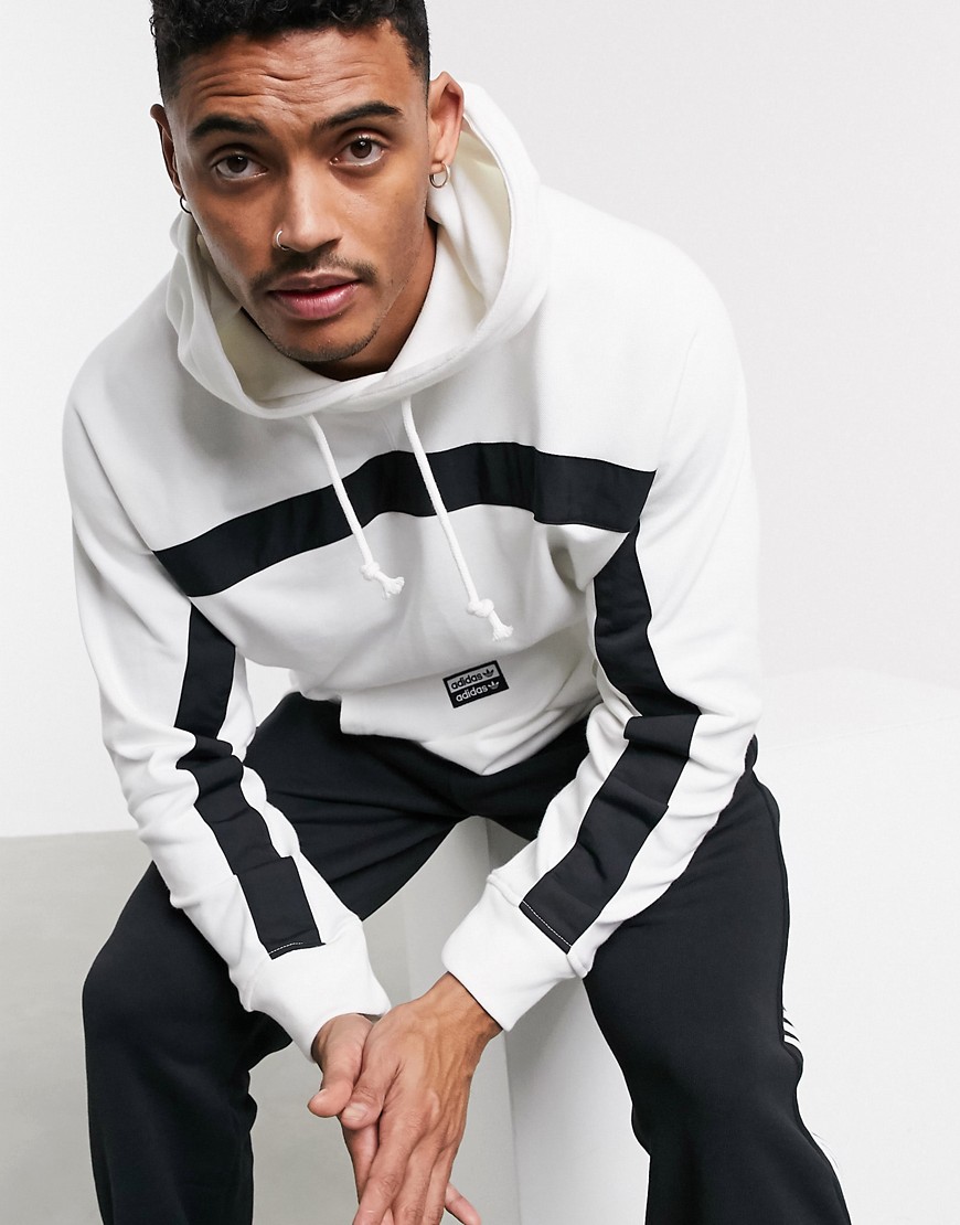Adidas Originals vocal hoodie with taping in white
