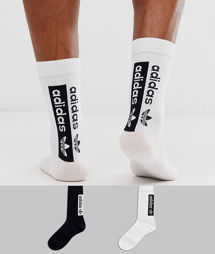 adidas Originals vocal logo socks in black white-Multi