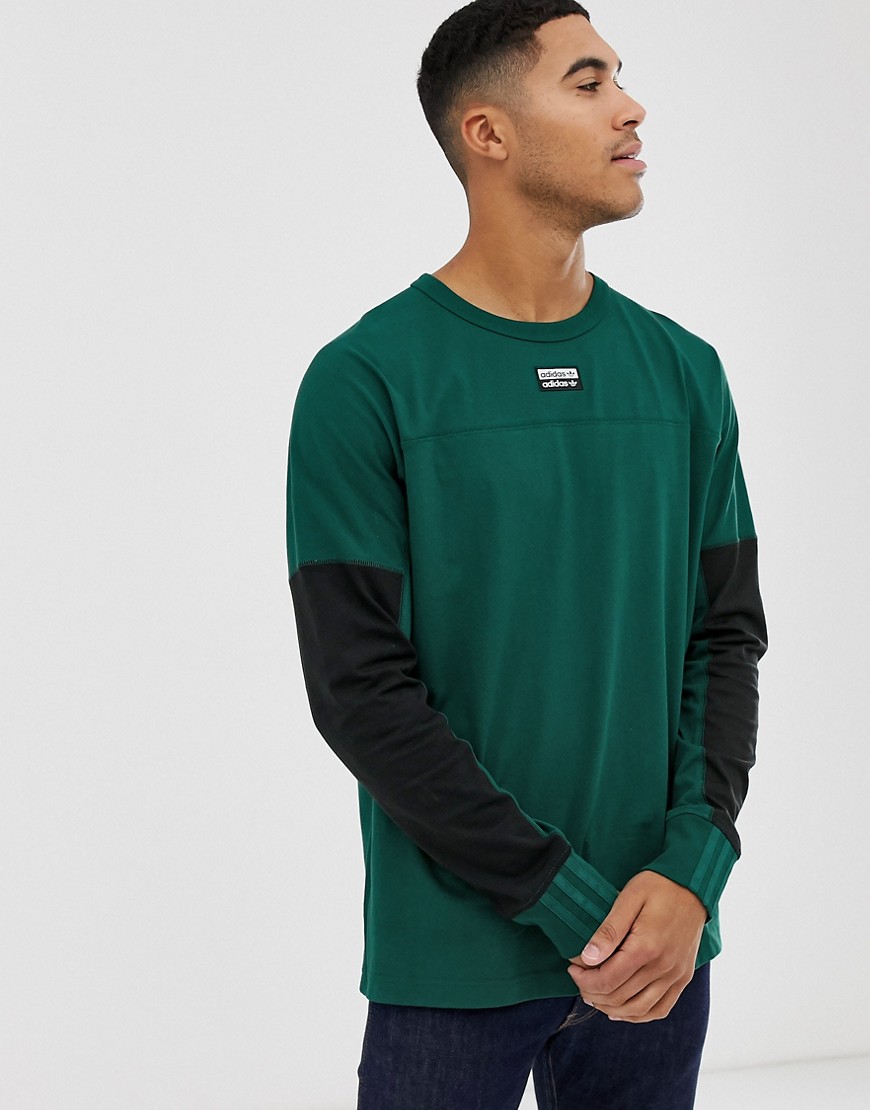 Adidas Originals - Vocal - T-shirt verde a maniche lunghe con logo centrale