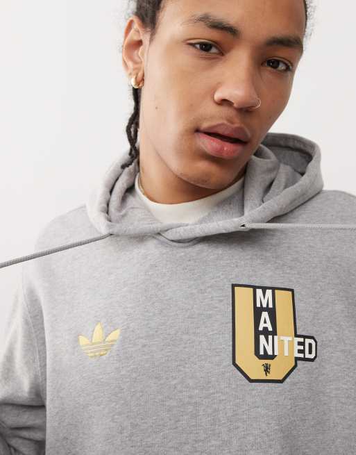 adidas Originals VRCT Sweat a capuche Manchester United Gris ASOS