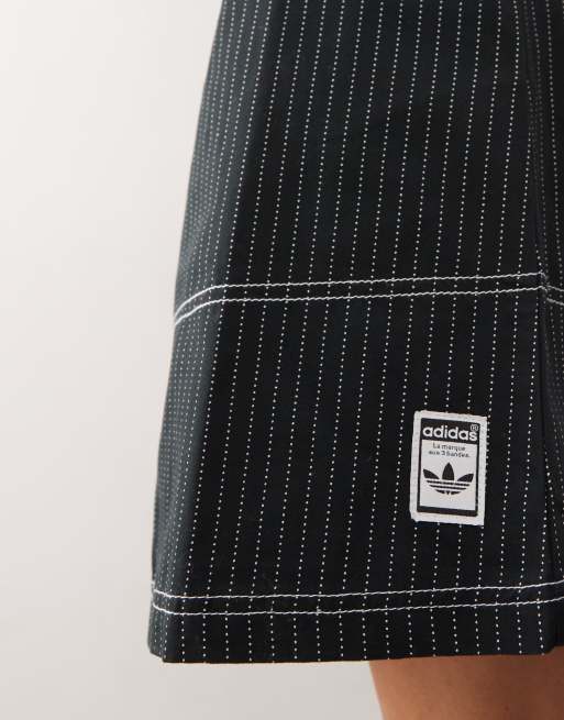 adidas Originals Wabash dress in black and white pinstripe