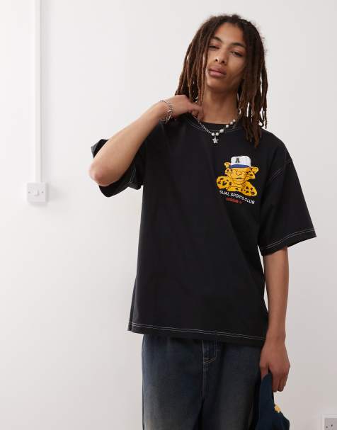 adidas Originals - Wabash - Sort T-shirt med grafisk leopardprint - view 1