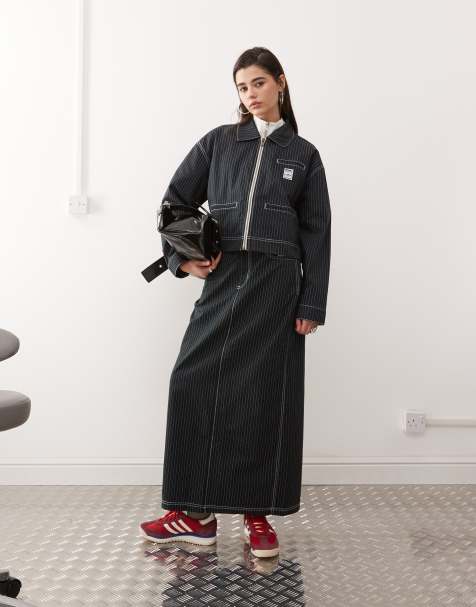 adidas Originals Wabash maxi skirt in grey