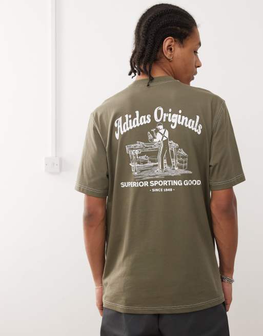 adidas Originals – Wabash – T-shirt w kolorze khaki z nadrukiem