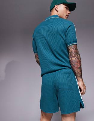 adidas Originals – Waffel-Polohemd in Marineblau | ASOS