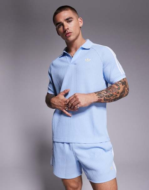 adidas Originals waffle polo in blue - view 1