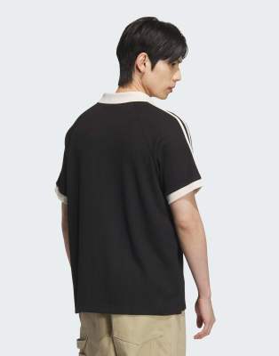 adidas Originals Waffle short sleeve polo shirt in black | ASOS