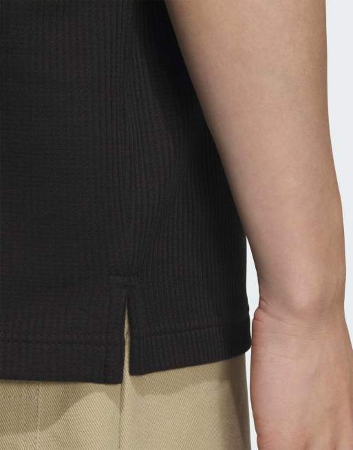 adidas Originals Waffle short sleeve polo shirt in black | ASOS