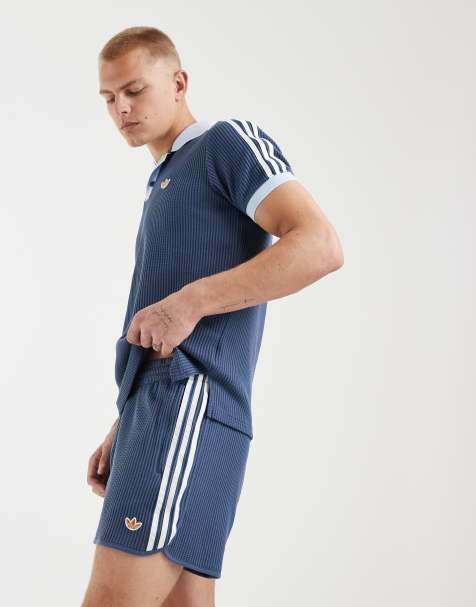 adidas Originals waffle textured sprinter shorts in navy - view 1