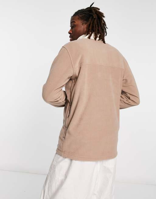 adidas Originals Wander Hour fleece with snap buttons in brown