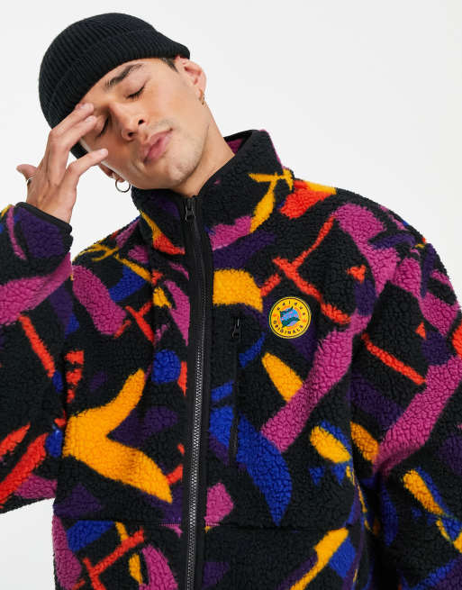 adidas Originals Wander Hour full zip borg fleece in multi