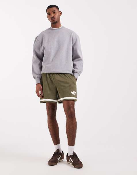 adidas Originals warp knit shorts in khaki and white - view 1