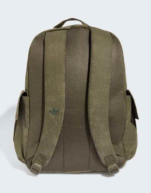 adidas Originals Washed backpack in olive strata, 4 of 5
