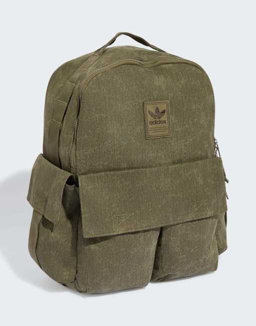 adidas Originals Washed backpack in olive strata, 5 of 5