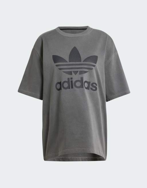 Tシャツ・カットソー ADIDAS Washed Oversized Trefoil Tee 4FK1297 adidas Oversize Trefoil Tee - Red | Free Shipping with