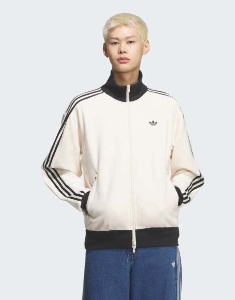 adidas Originals – Welurowy klasyczny top sportowy w kolorze białym - view 1